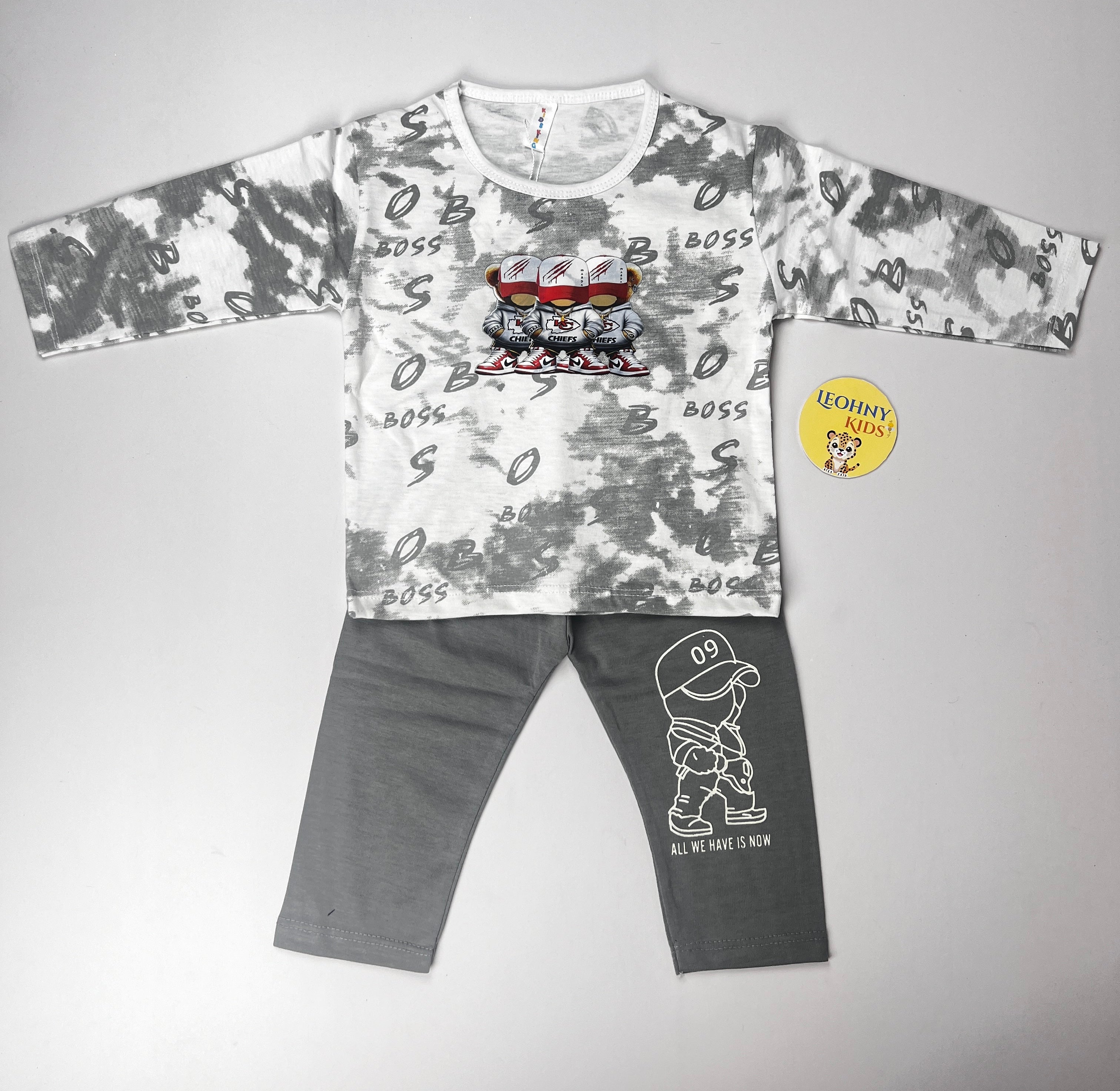 Boys 2 Pcs "BOSS" Cloud-Wash Suit (Full Sleeves)