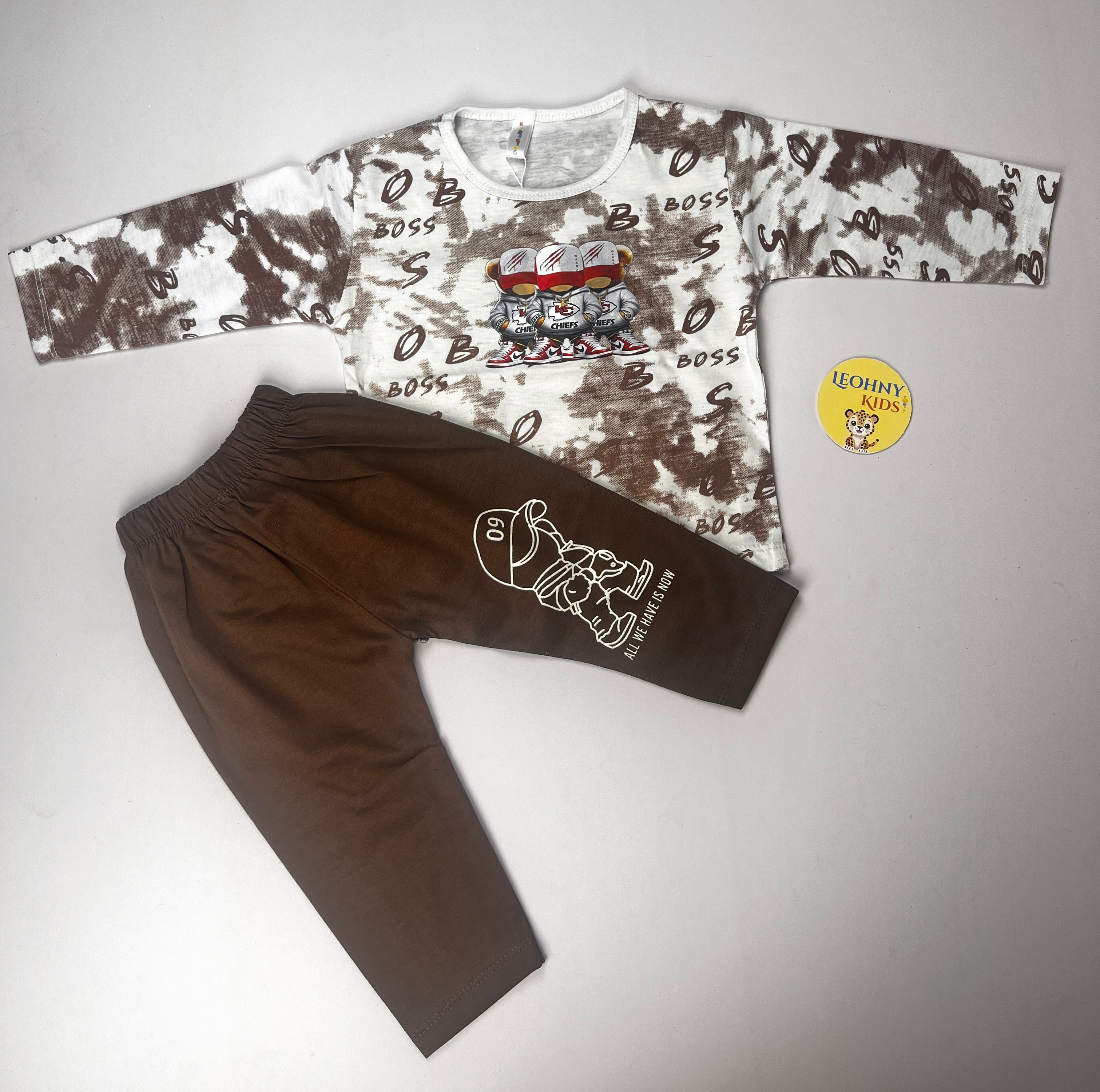 Boys 2 Pcs "BOSS" Cloud-Wash Suit (Full Sleeves)