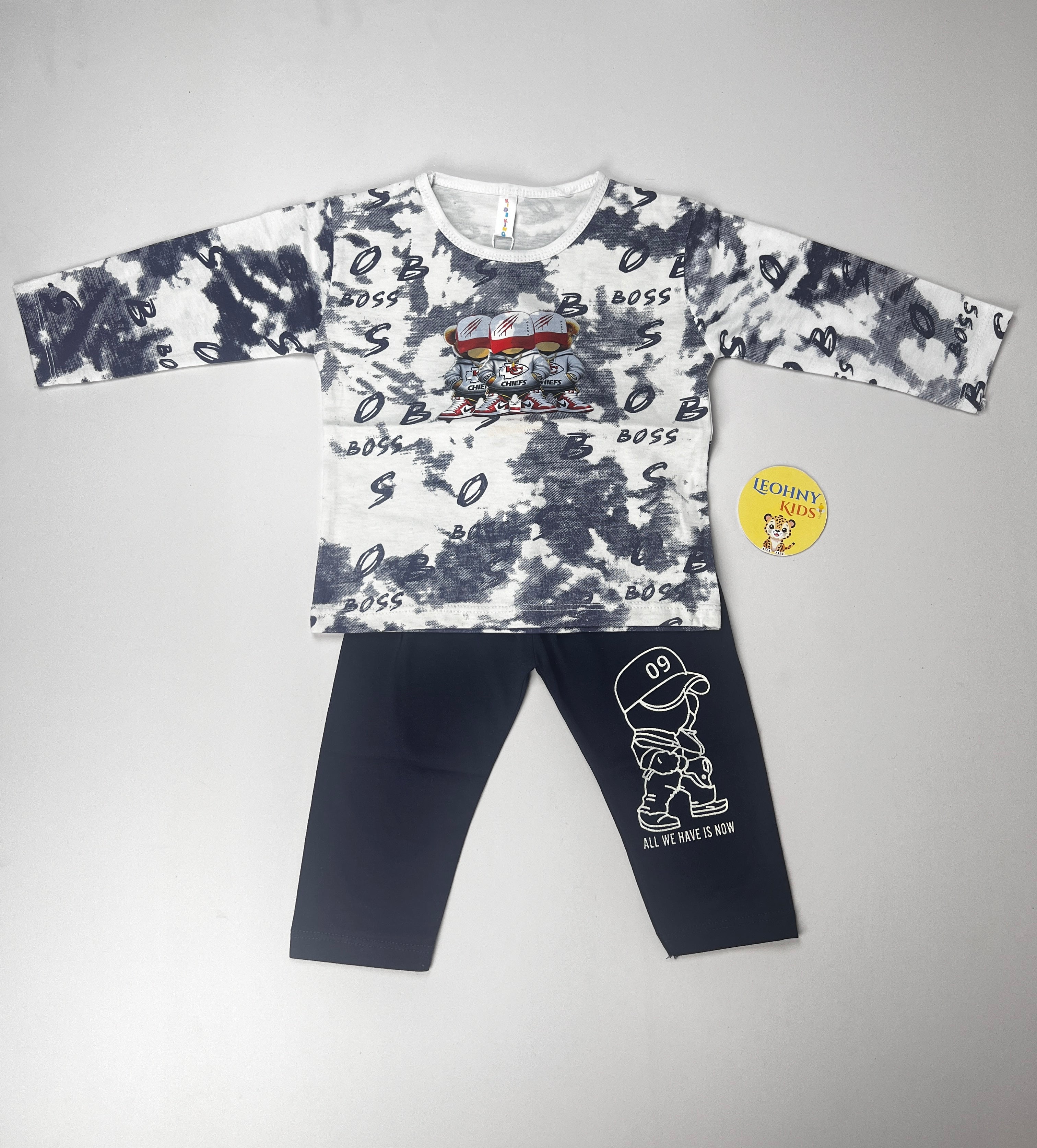 Boys 2 Pcs "BOSS" Cloud-Wash Suit (Full Sleeves)