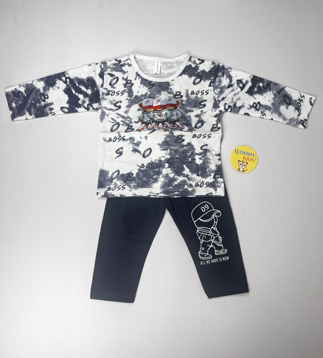 Boys 2 Pcs "BOSS" Cloud-Wash Suit (Full Sleeves)