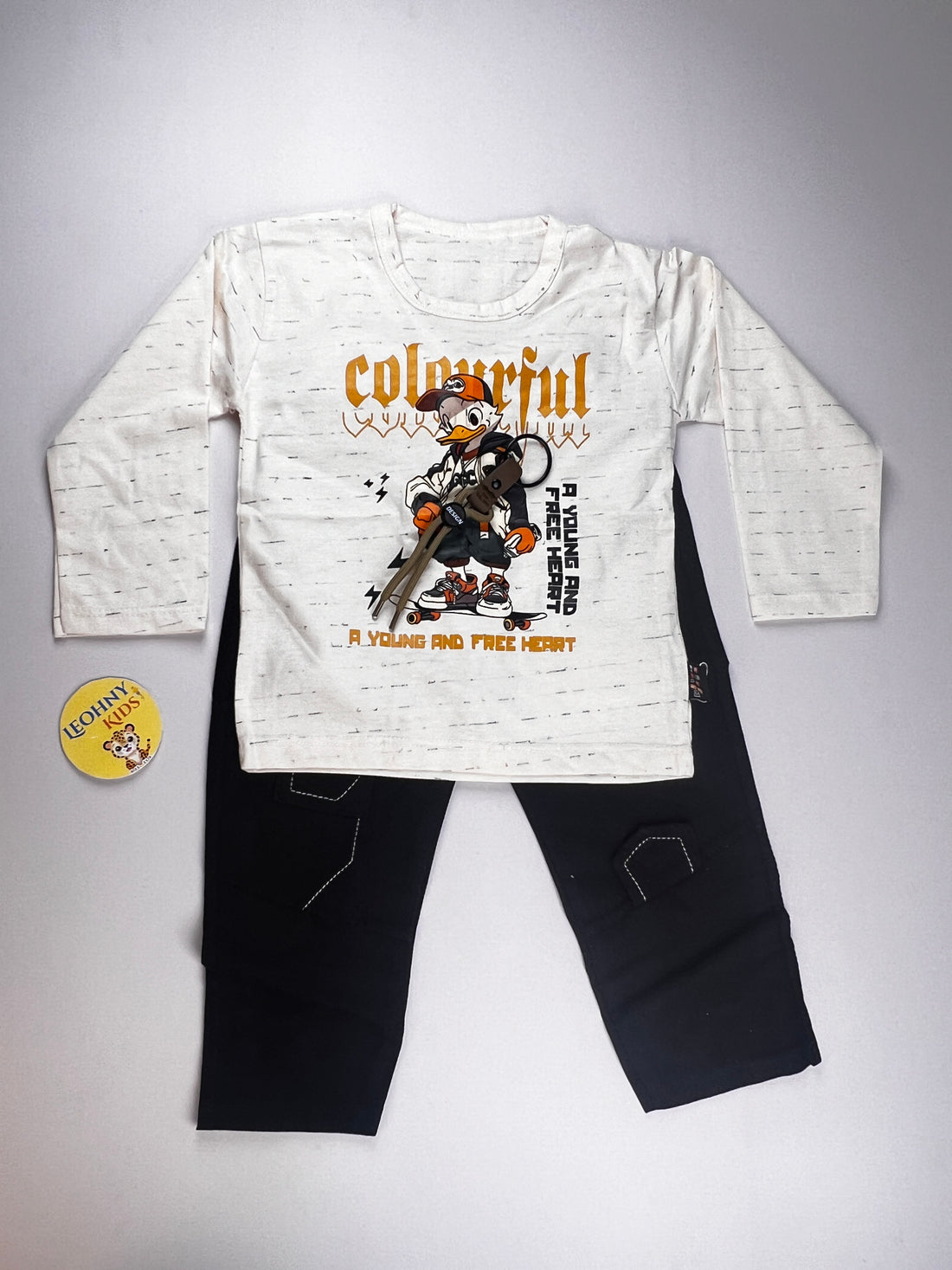 "Skater Duck" 2-Piece Cargo Set – Sandstone Beige & Onyx Black