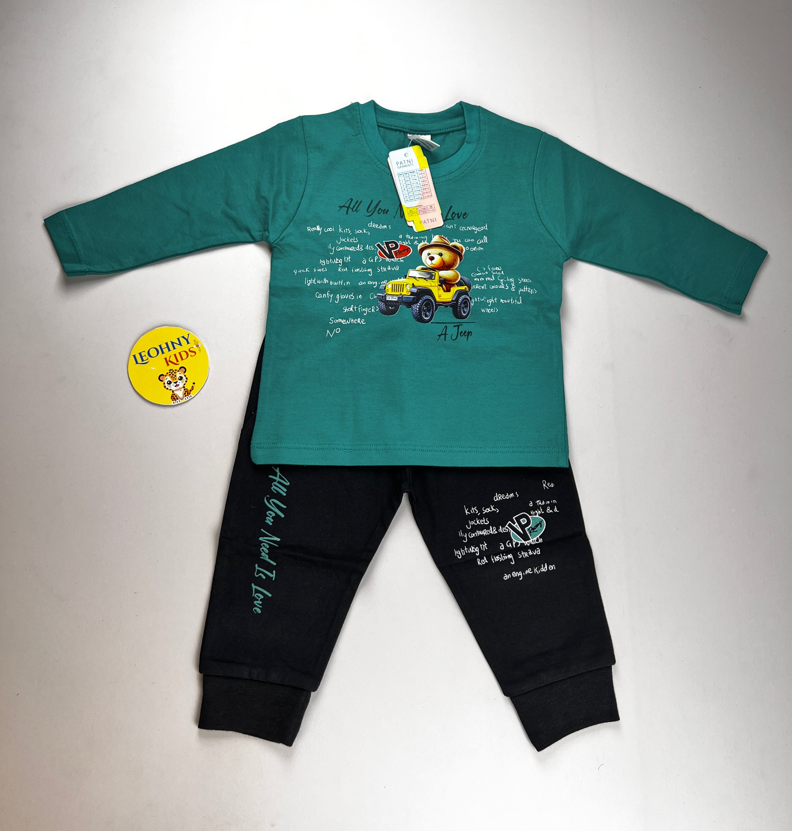 "Adventure Jeep" 2-Piece Jogger Set – Teal & Black