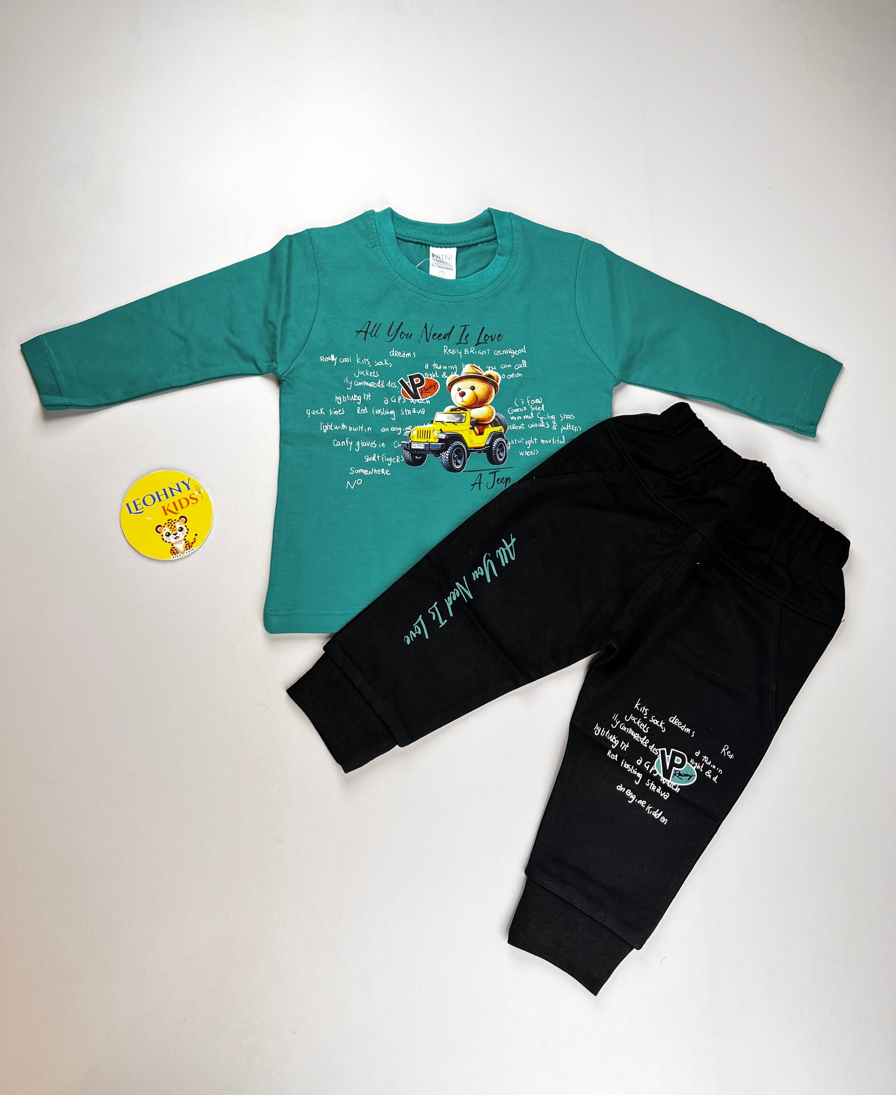 "Adventure Jeep" 2-Piece Jogger Set – Teal & Black