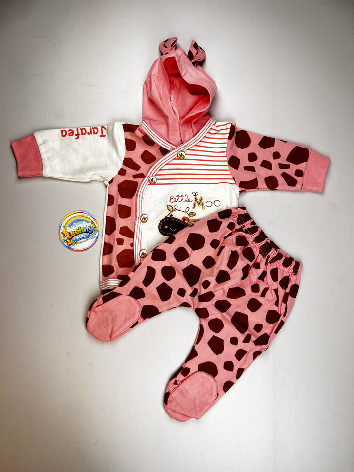 2-Piece Baby Set – Hooded Wrap Romper & Footed Joggers