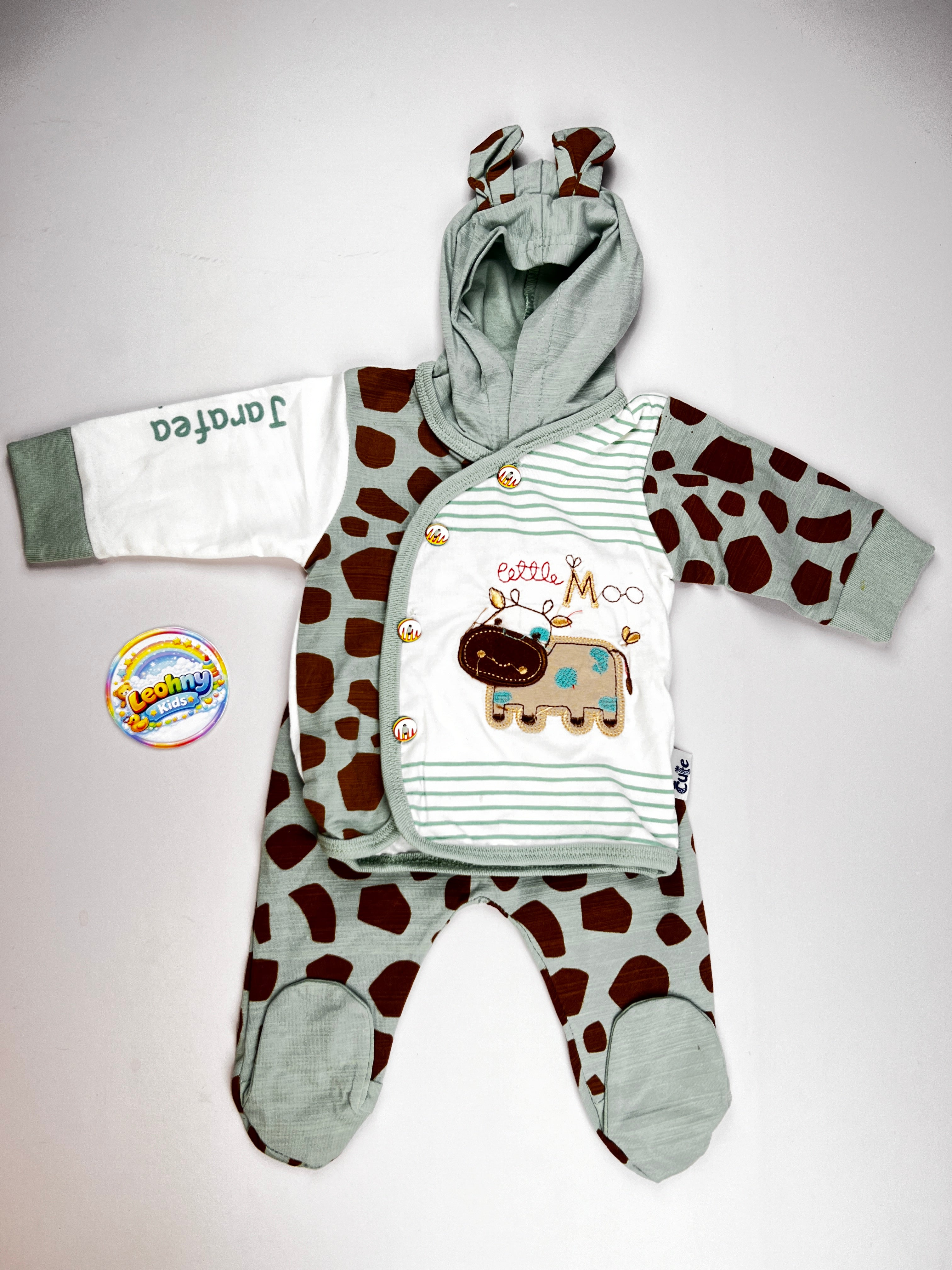 2-Piece Baby Set – Hooded Wrap Romper & Footed Joggers