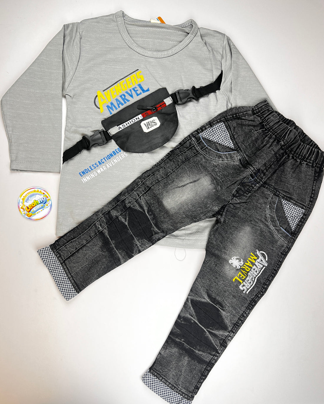 Boys 2 Pcs "Captain America Avenger" Suit with Crossbody Bag (Full Sleeves)