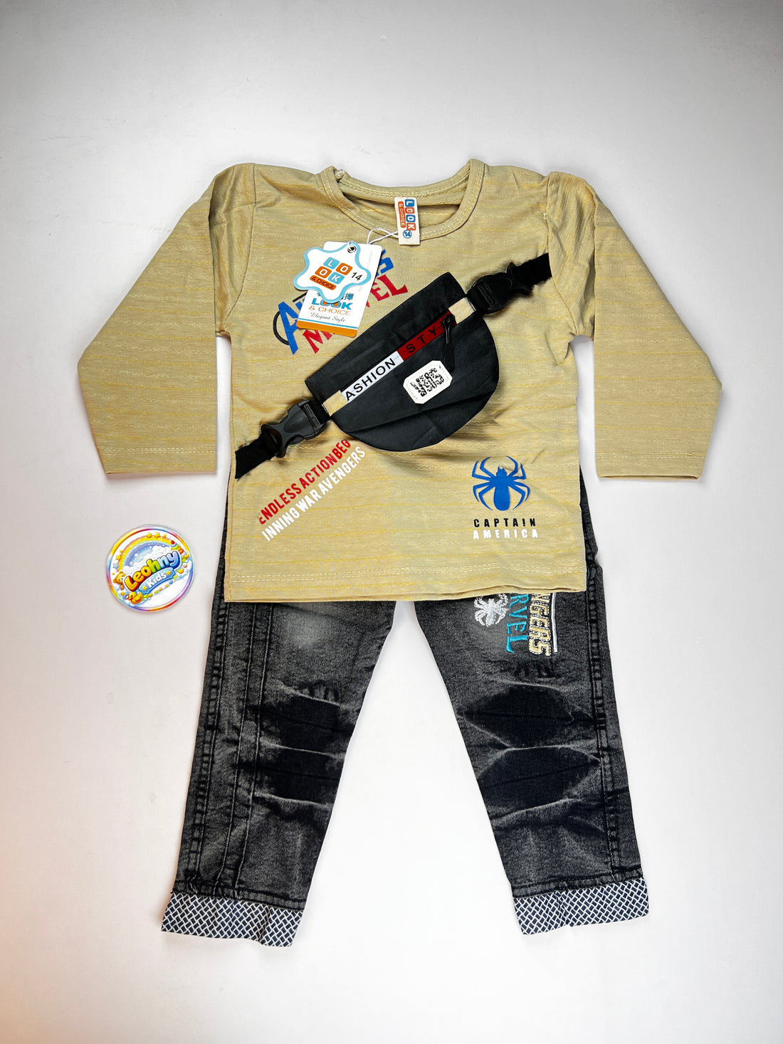 Boys 2 Pcs "Captain America Avenger" Suit with Crossbody Bag (Full Sleeves)