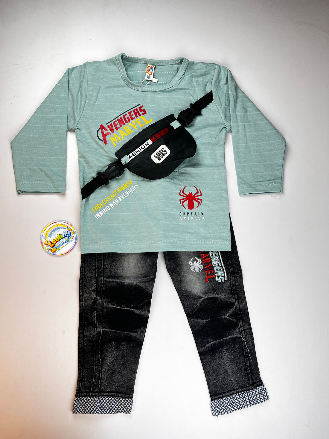 Boys 2 Pcs "Captain America Avenger" Suit with Crossbody Bag (Full Sleeves)