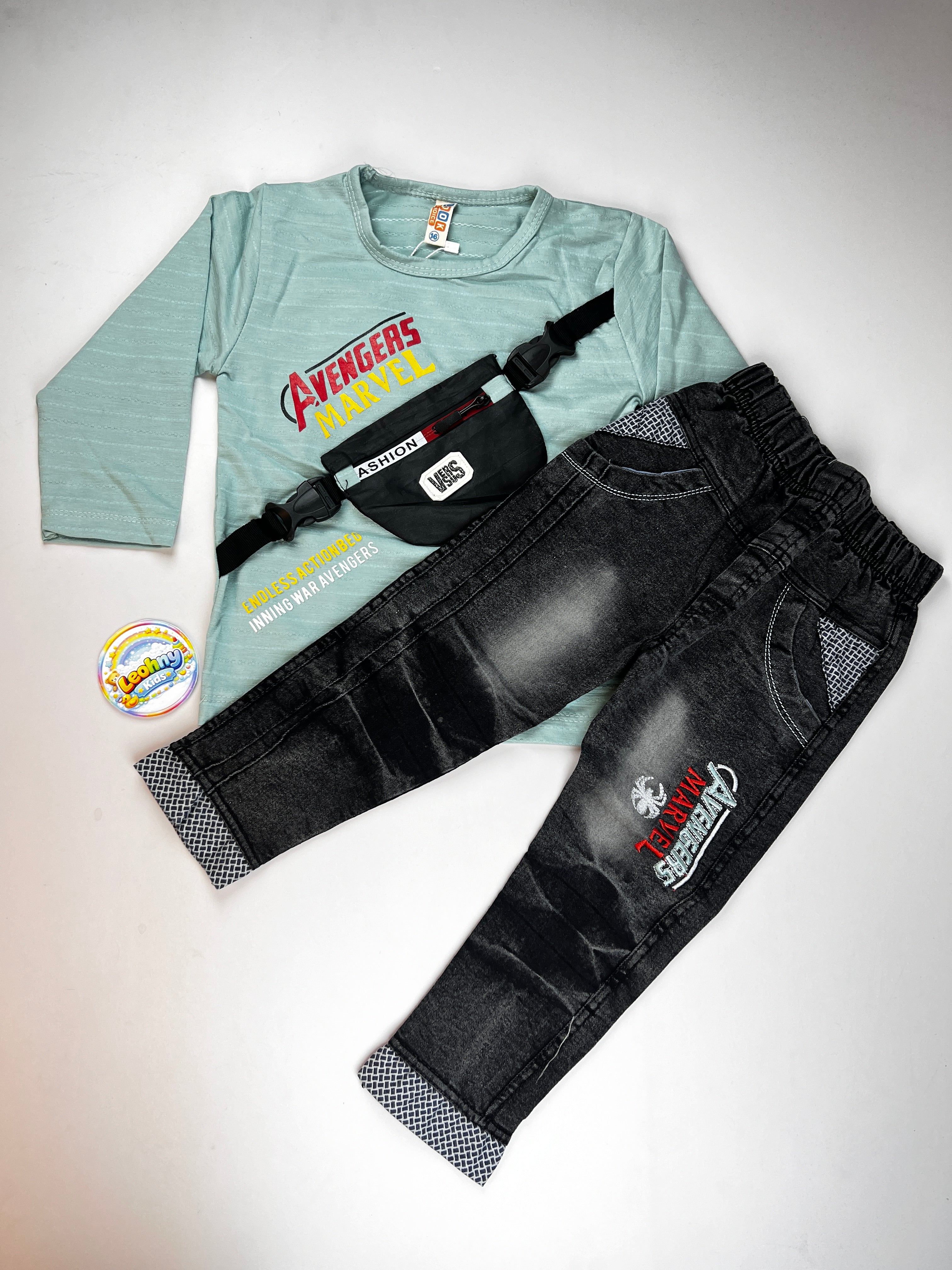 Boys 2 Pcs "Captain America Avenger" Suit with Crossbody Bag (Full Sleeves)