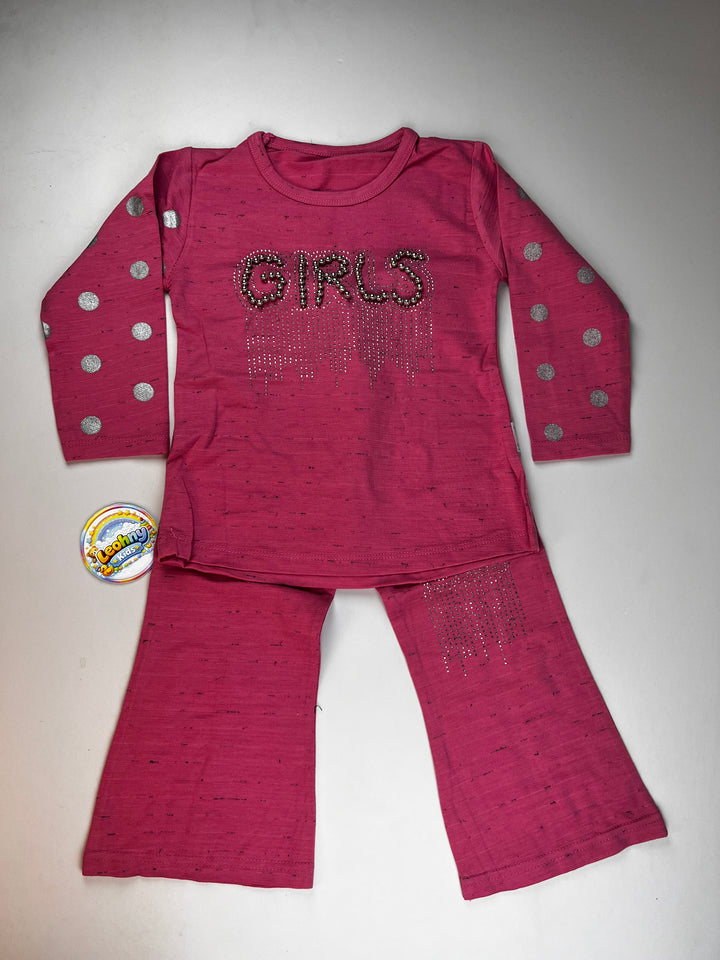 "GIRLS" Embellished 2-Piece Lounge Set