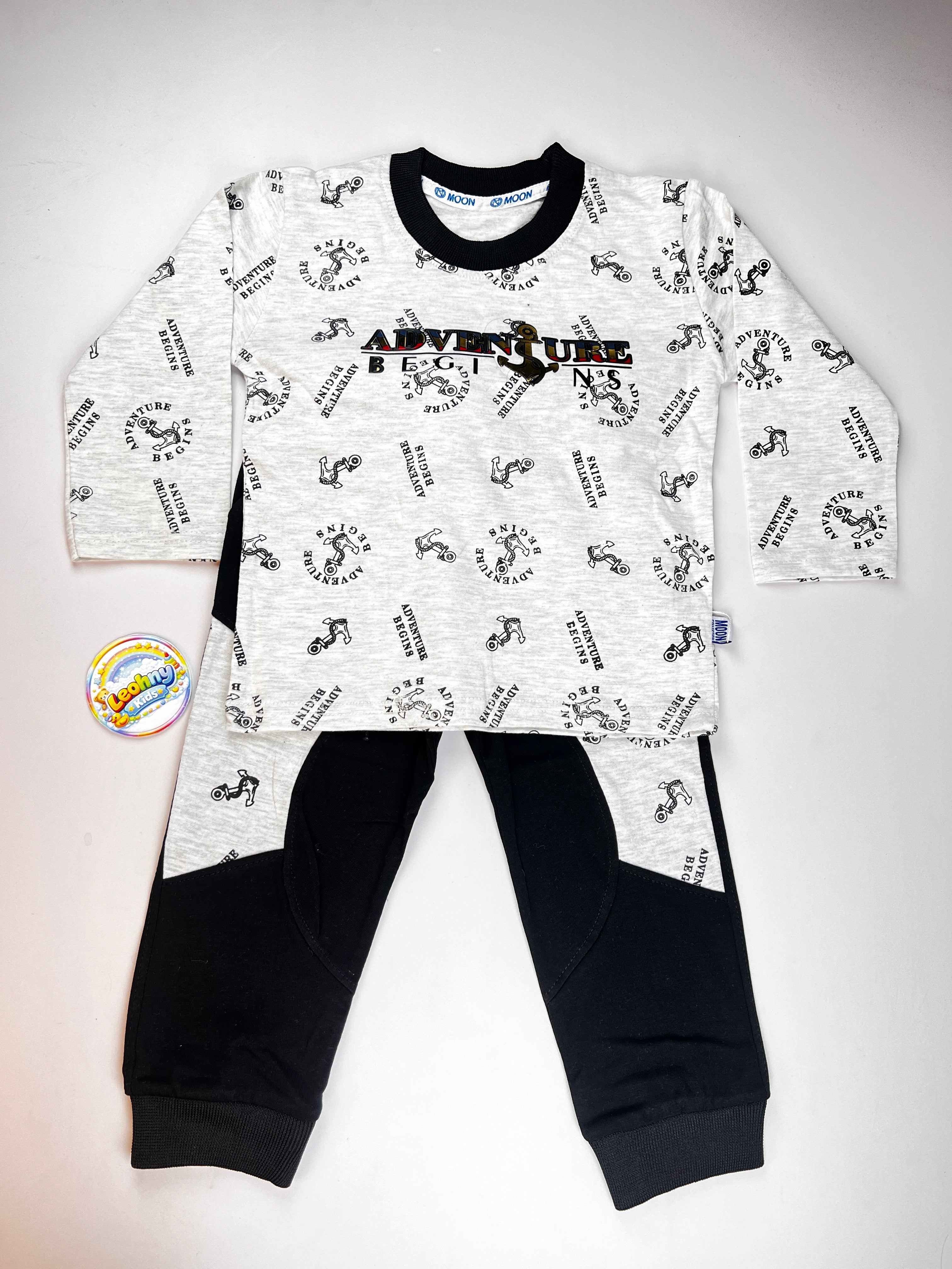 Boys 2 Pcs "Adventure Begins" Scooter Suit (Full Sleeves)