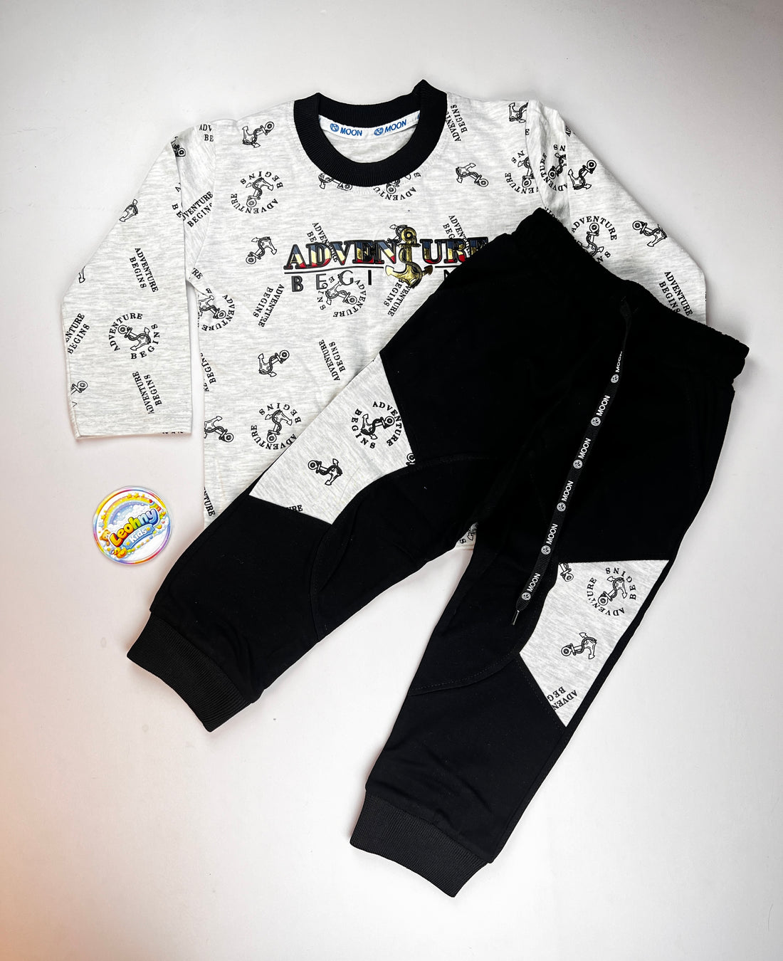 Boys 2 Pcs "Adventure Begins" Scooter Suit (Full Sleeves)