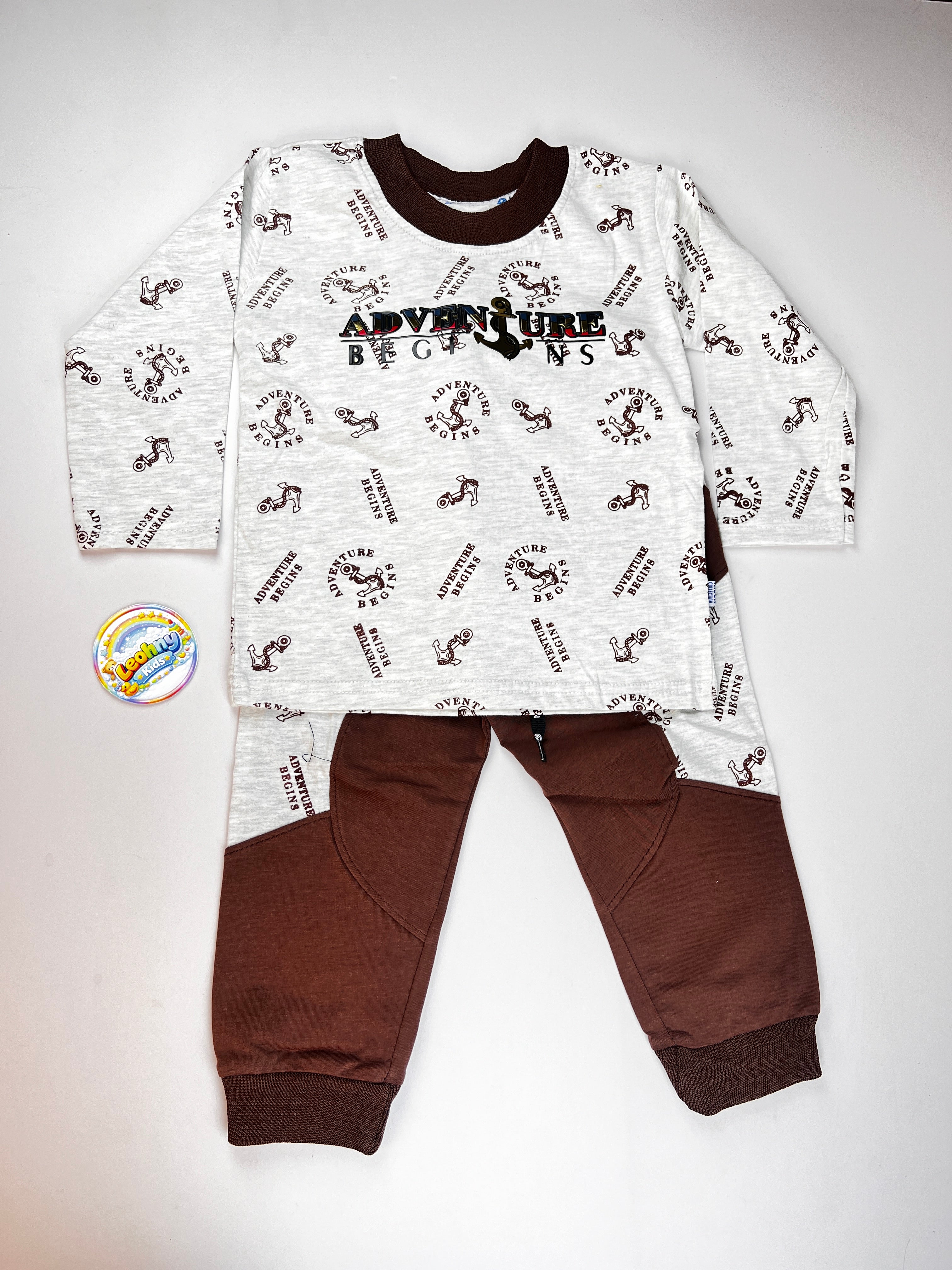 Boys 2 Pcs "Adventure Begins" Scooter Suit (Full Sleeves)