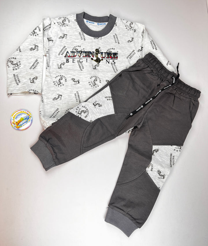 Boys 2 Pcs "Adventure Begins" Scooter Suit (Full Sleeves)