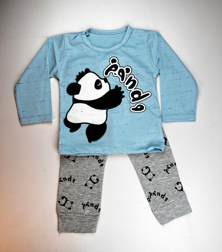 Panda Graphic Boys' 2-Piece Set – Long-Sleeve Cotton Top & Joggers