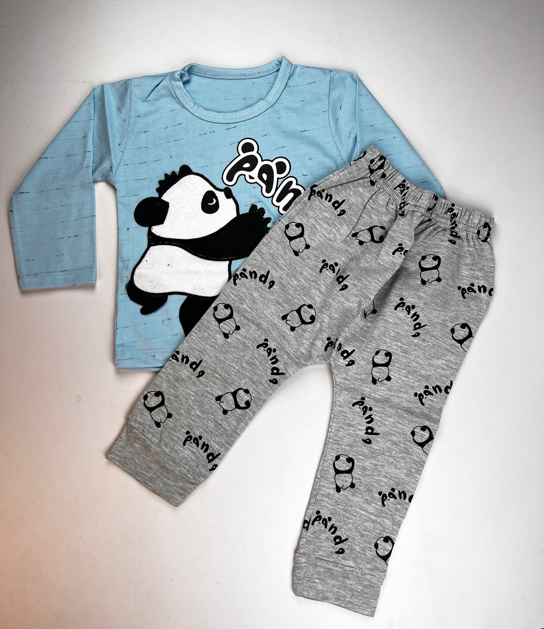 Panda Graphic Boys' 2-Piece Set – Long-Sleeve Cotton Top & Joggers